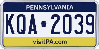 PA license plate KQA2039