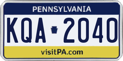 PA license plate KQA2040