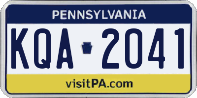 PA license plate KQA2041