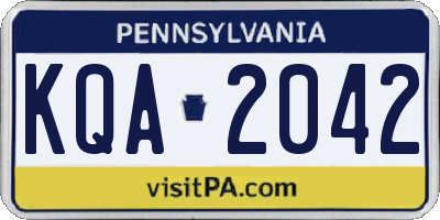 PA license plate KQA2042