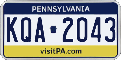 PA license plate KQA2043