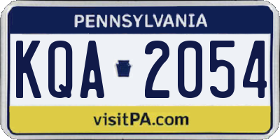 PA license plate KQA2054