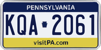 PA license plate KQA2061