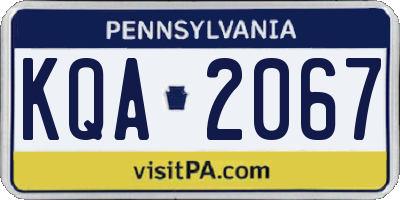 PA license plate KQA2067