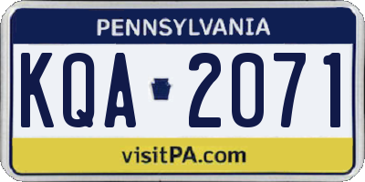 PA license plate KQA2071
