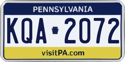 PA license plate KQA2072