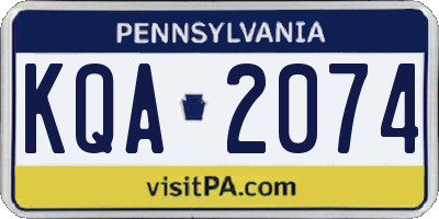 PA license plate KQA2074