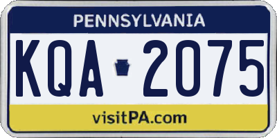 PA license plate KQA2075