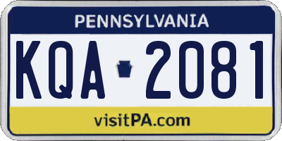 PA license plate KQA2081