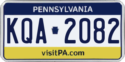 PA license plate KQA2082