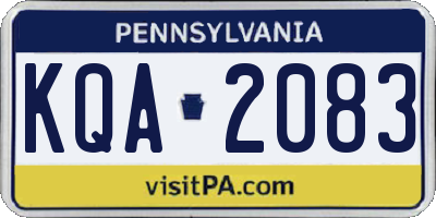 PA license plate KQA2083