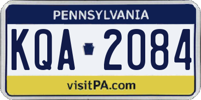 PA license plate KQA2084