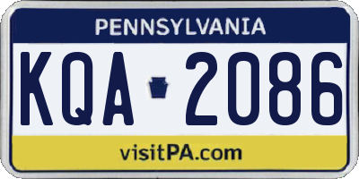PA license plate KQA2086