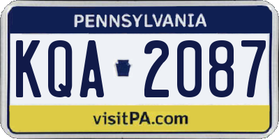 PA license plate KQA2087