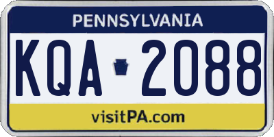 PA license plate KQA2088