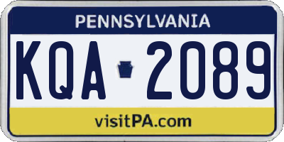 PA license plate KQA2089
