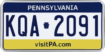 PA license plate KQA2091