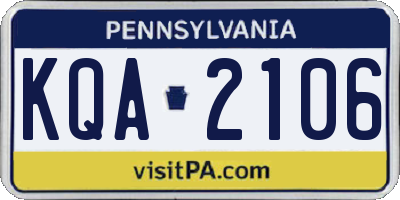 PA license plate KQA2106