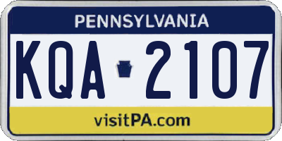 PA license plate KQA2107