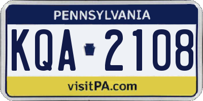 PA license plate KQA2108