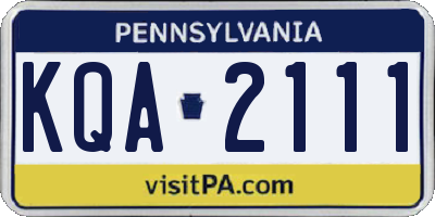 PA license plate KQA2111