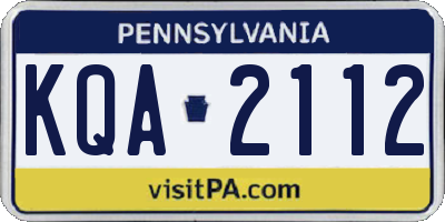 PA license plate KQA2112