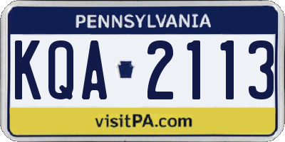 PA license plate KQA2113