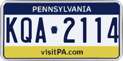 PA license plate KQA2114