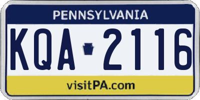 PA license plate KQA2116