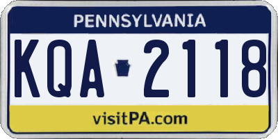 PA license plate KQA2118