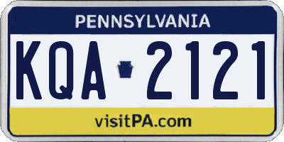 PA license plate KQA2121