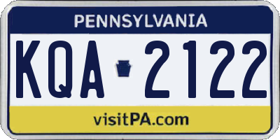 PA license plate KQA2122