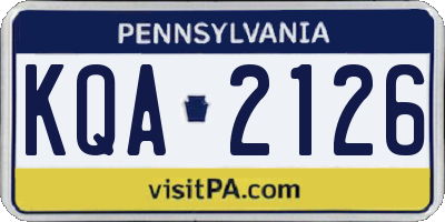 PA license plate KQA2126