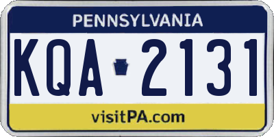PA license plate KQA2131