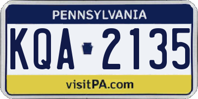 PA license plate KQA2135