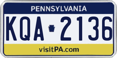 PA license plate KQA2136