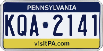 PA license plate KQA2141