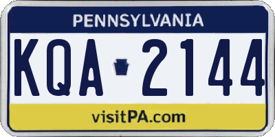 PA license plate KQA2144