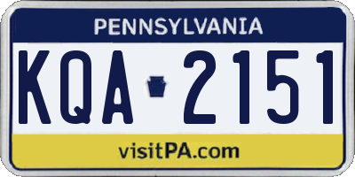 PA license plate KQA2151