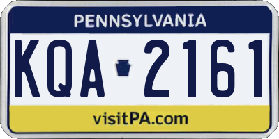 PA license plate KQA2161