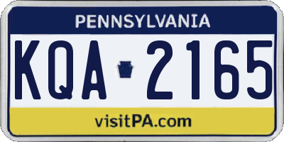 PA license plate KQA2165