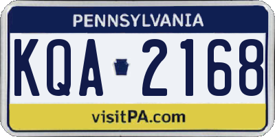 PA license plate KQA2168