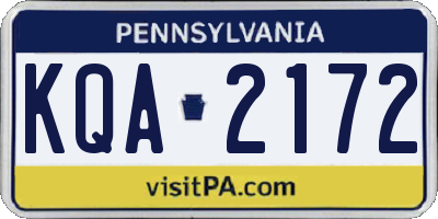 PA license plate KQA2172