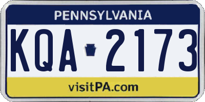 PA license plate KQA2173