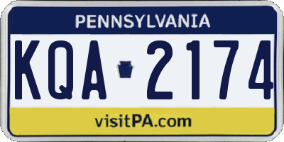 PA license plate KQA2174