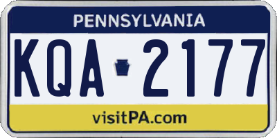 PA license plate KQA2177
