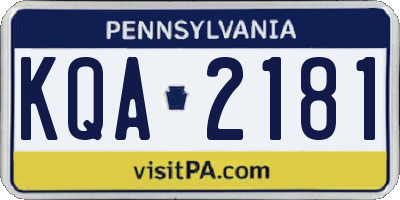 PA license plate KQA2181