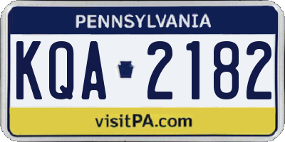 PA license plate KQA2182