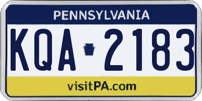 PA license plate KQA2183