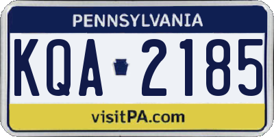 PA license plate KQA2185